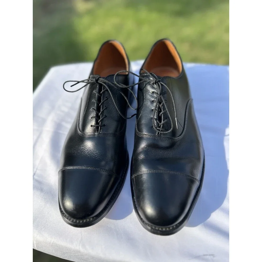 12 D Allen Edmonds Park Avenue Black Cap Toe Dress Shoes
